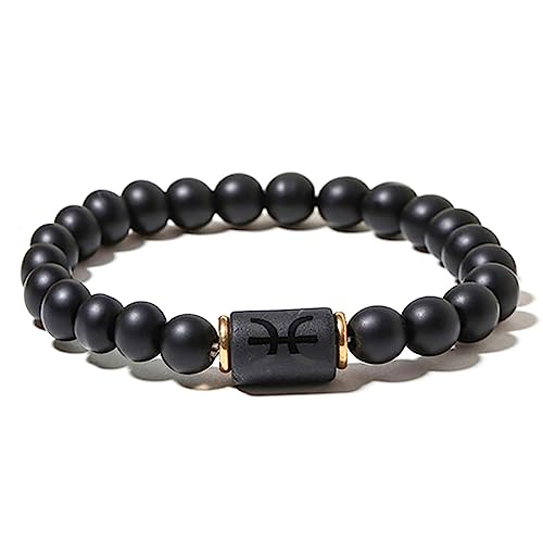 ZENSE - Schwarzes Zodiac Stretch-Armband für Männer mit Onyx-Perlen von ZENSE