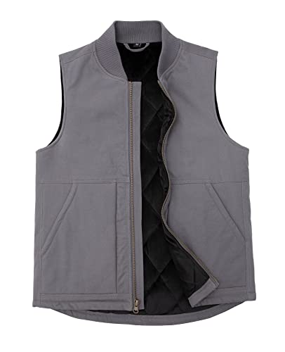 Arctic Herren-Arbeitsweste, gesteppt, gefüttert, mit durchgehendem Reißverschluss, robustes Canvas-Arbeitsjacke, grau, XXL von ZENTHACE