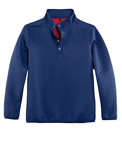Herren Ultra Weich Gesteppt 1/4 Snap Fleece Pullover Sweatshirt Jacke Langarm Berg Outdoor Shirt, Marineblau, L von ZENTHACE