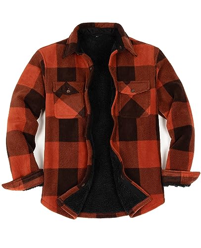 ZENTHACE Flanellhemd Jacke für Männer Sherpa Fleece gefüttert Flanelljacke Jacken Winter Button Up Überhemd Buffalo Plaid Braun L von ZENTHACE