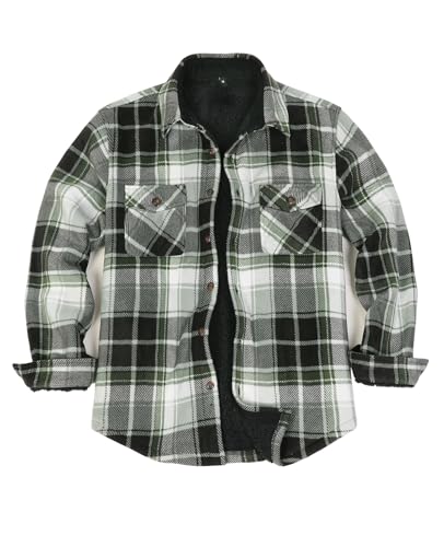 ZENTHACE Fleece gefütterte Flanellhemdjacke für Männer Sherpa gefütterte Shacket Flanell Herbst Winter Outdoor Arbeit Überhemd Mantel MD L von ZENTHACE