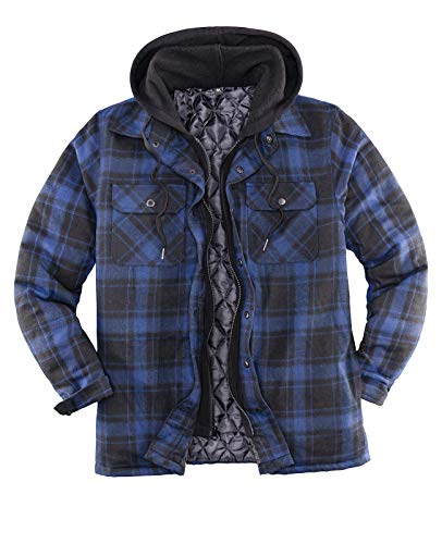 ZENTHACE Herren-Flanellhemdjacke mit Kapuze und Steppfutter dunkelblau XXL von ZENTHACE