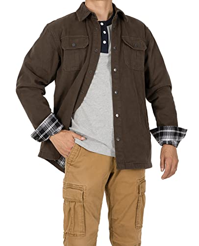ZENTHACE Herren-Jacke aus schwerer, gewaschener robuster Baumwolle, Jac Outdoorsy (durchgehendes Flanellfutter), Braun, XXL von ZENTHACE
