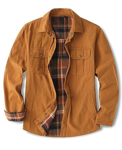 ZENTHACE Herren-Jacke aus schwerer, gewaschener robuster Baumwolle, Jac Outdoorsy (durchgehendes Flanellfutter), Dunkles Khaki, M von ZENTHACE