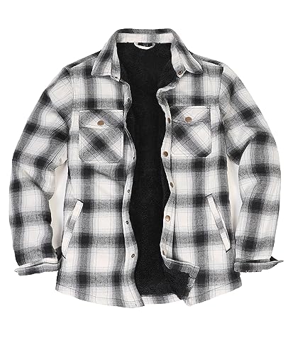 ZENTHACE Herren Sherpa Fleece gefüttert Flanell Jacke Jacke Outdoor Jagd Arbeit Plaid Flanell Shirt Jacken Herbst Outwear MS L von ZENTHACE