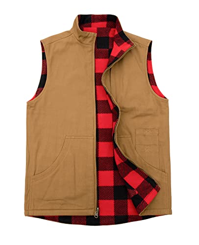 ZENTHACE Herren Wendeweste Flanell Fleece gefüttert Outdoor Arbeit Safari Angeln Reise Weste Jacke, Braun, M von ZENTHACE