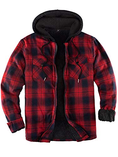 ZENTHACE Herrenjacke mit Sherpa-Futter, durchgehender Reißverschluss, kariert Rot/Grau XL ZENTHACE Herrenjacke mit Sherpa-Futter, durchgehender Reißverschluss, kariert Rot/Grau XL von ZENTHACE