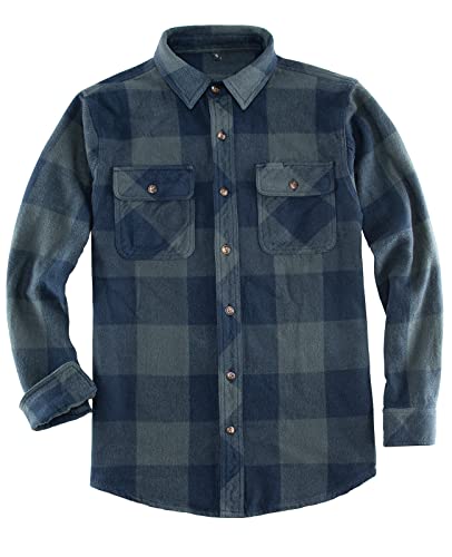 ZENTHACE Schwergewichtige gebürstete Flanellhemden für Herren, Buffalo Plaid Langarm-Flanellhemd,Tinte Grün XXL von ZENTHACE