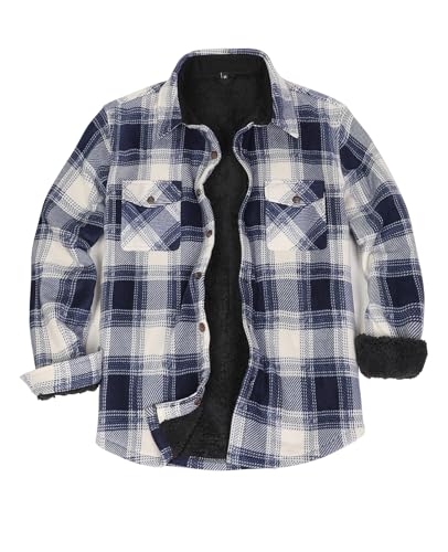 ZENTHACE Sherpa Fleece gefütterte Flanelljacke für Männer karierte Shacket Herbst Winter Outdoor Arbeit warme Überhemd Mantel OB Tartan XXL von ZENTHACE
