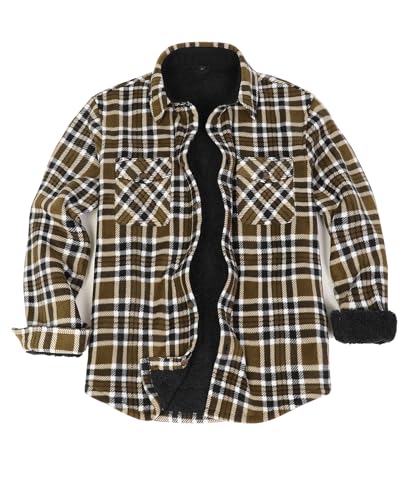 Zenthace Herren-Hemdjacke aus Flanell mit Sherpa-Fleece-Futter, warm, kariert, Mittel von ZENTHACE