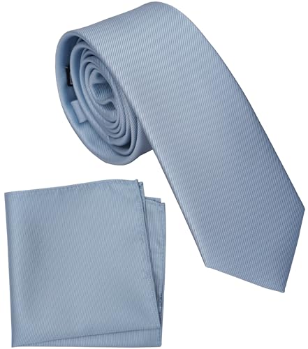 ZENXUS Feste Krawatte mit Einstecktuch für Jungen, normale Krawatte für Kinder und Kinder, selbstgebunden, 09 Dusty Blue, L(8-13 yrs. ＜5.25ft) von ZENXUS