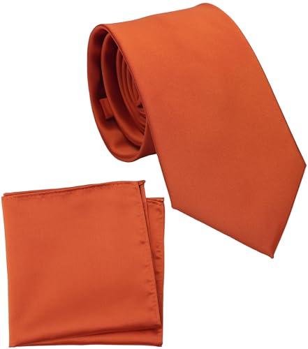 ZENXUS Normale Krawatte und Einstecktuch für Herren, einfarbiges Krawatten-Set, 8,1 cm Standardbreite, 53 Rost, Regulär ZENXUS Normale Krawatte und Einstecktuch für Herren, einfarbiges Krawatten-Set, 8,1 cm Standardbreite, 53 Rost, Regulär von ZENXUS