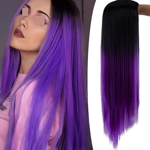 Gewellte Spitzenperücken Goldene Pony Gefärbt Lange Gerader Haarperücke Frauen Natürliche Farbverlauf Farbe Hitzebeständige Synthetische Perücke Natürliche synthetische Perücken(T6-184) von ZENY896V