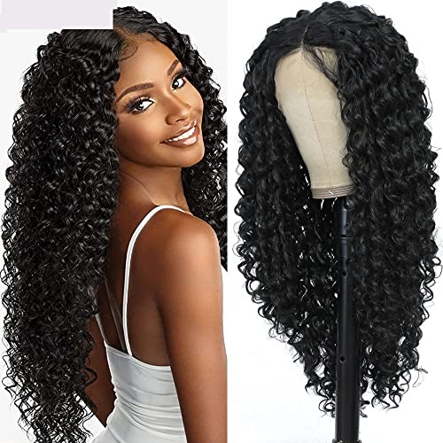 Gewellte Spitzenperücken Spitze Front Perücke Synthetische Perücken for Frauen Spitze Frontal Perücke Blondine Highlight Bundgry Perücke Cosplay Daily Wear Natürliche synthetische Perücken(Curly-1b,LA von ZENY896V