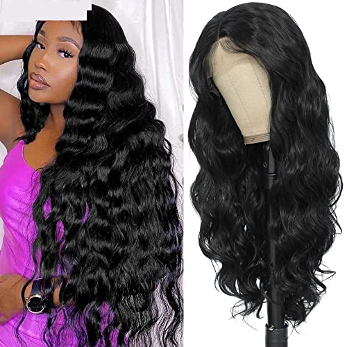 Gewellte Spitzenperücken Spitze Front Perücke Synthetische Perücken for Frauen Spitze Frontal Perücke Blondine Highlight Bundgry Perücke Cosplay Daily Wear Natürliche synthetische Perücken(Body-1b,LAC von ZENY896V