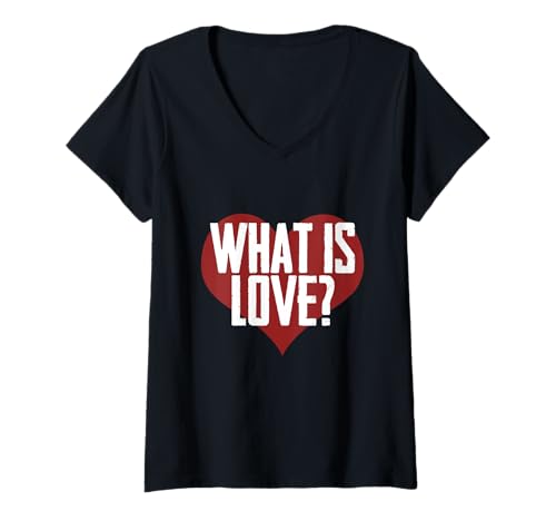 Damen 90er Jahre MUSIC WHAT IS LOVE EURODANCE T-Shirt mit V-Ausschnitt Damen 90er Jahre MUSIC WHAT IS LOVE EURODANCE T-Shirt mit V-Ausschnitt von ZENZEO