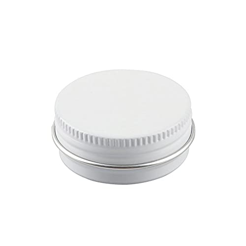 ZEOABSY 10 Stück 15ml Weiß Aluminium Leer Döschen Runde Alu Dosen mit Schraubdeckel Cremedose Schraubdose Aludose Tins für Kosmetik Kerze Salben 5X Spatel, 1x Etikette von ZEOABSY