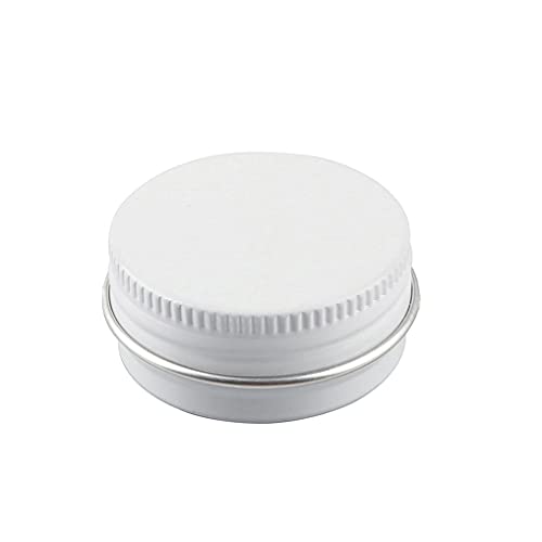 ZEOABSY 100 Stück 10ml Weiß Aluminium Leer Döschen Runde Alu Dosen mit Schraubdeckel Cremedose Schraubdose Aludose Tins für Kosmetik Kerze Salben 10x Spatel, 4X Etikette von ZEOABSY