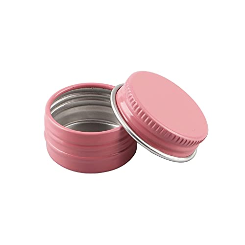 ZEOABSY 100 Stück Leere 5 ml Rund Rosa Aluminium Schraubdose Cremedose Alu-Tiegel Dosen mit Schraub-Deckel 5ml Aludose Blechdosen für Kosmetik Kerze Salben mit 10x Löffel 4X Etikette von ZEOABSY