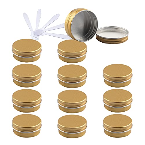 ZEOABSY 12 Stück 15ml Gold Aluminium Leer Dosen mit Schraubdeckel Runde Alu Tiegel Cremedose Schraubdose Aludose Tins für Kosmetik Kerze Salben 6X Spatel von ZEOABSY