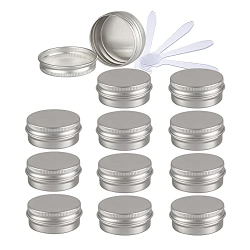 ZEOABSY 12 Stück 15ml Silber Aluminium Leer Dosen mit Schraubdeckel Runde Alu Tiegel Cremedose Schraubdose Aludose Tins für Kosmetik Kerze Salben 6x Spatel von ZEOABSY