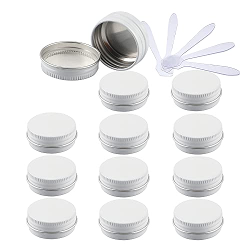 ZEOABSY 12 Stück 15ml Weiß Aluminium Leer Dosen mit Schraubdeckel Runde Alu Tiegel Cremedose Schraubdose Aludose Tins für Kosmetik Kerze Salben 6X Spatel von ZEOABSY