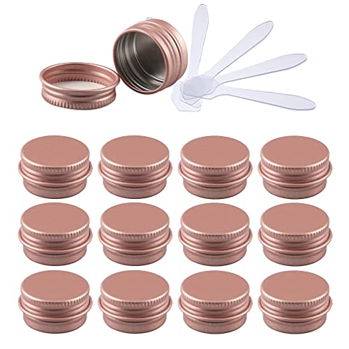 ZEOABSY 12 Stück 5ml Matt Rosa Aluminium Leer Döschen Runde Alu Dosen mit Schraubdeckel Cremedose Schraubdose Aludose Tins für Kosmetik Kerze Salben 6X Spatel von ZEOABSY