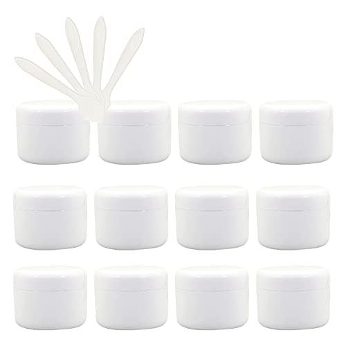 ZEOABSY 24 Stück, 100ml Weiß Plastik Leerdose, Kosmetische Lotion Creme Tiegel mit Schraubverschluss, Innenfutter, für Cremedose, Nailart Lippenbalsam Creme + 5 x Löffel von ZEOABSY