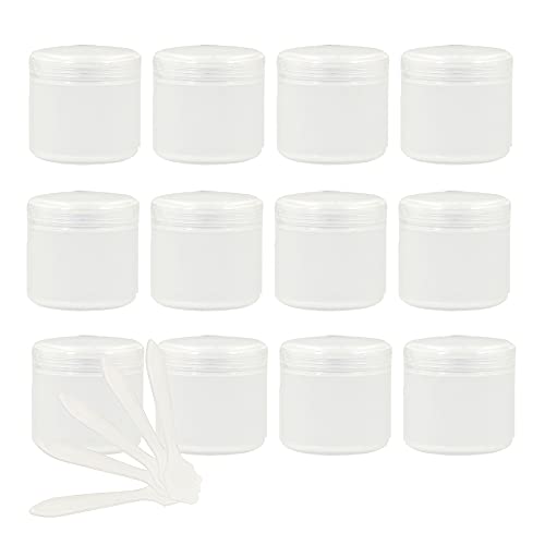 ZEOABSY 24 Stück, 150ml Transparent Plastik Leerdose, Kosmetische Lotion Creme Tiegel mit Schraubverschluss, Innenfutter, für Cremedose, Nailart Lippenbalsam Creme + 5 x Löffel von ZEOABSY