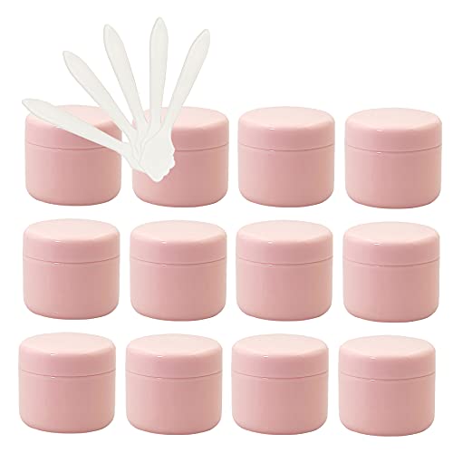 ZEOABSY 24 Stück, 30ml Rosa Plastik Leerdose, Kosmetische Lotion Creme Tiegel mit Schraubverschluss, Innenfutter, für Cremedose, Nailart Lippenbalsam Creme + 5 x Löffel von ZEOABSY