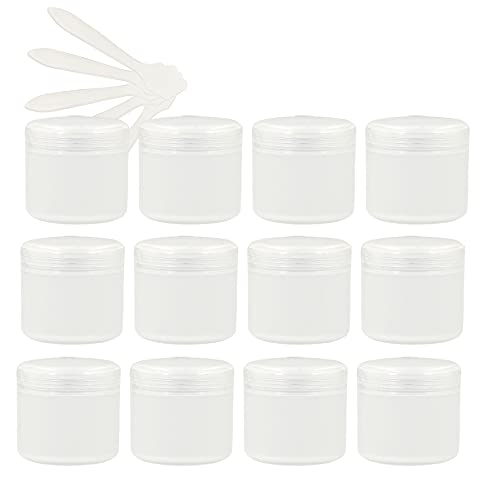 ZEOABSY 24 Stück, 30ml Transparent Plastik Leerdose, Kosmetische Lotion Creme Tiegel mit Schraubverschluss, Innenfutter, für Cremedose, Nailart Lippenbalsam Creme + 5 x Löffel von ZEOABSY