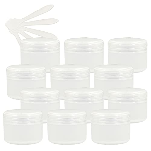 ZEOABSY 24 Stück, 50ml Transparent Plastik Leerdose, Kosmetische Lotion Creme Tiegel mit Schraubverschluss, Innenfutter, für Cremedose, Nailart Lippenbalsam Creme + 5 x Löffel von ZEOABSY