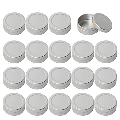 ZEOABSY 24 Stück 20ml Silber Leere Aluminiumdose Aluminium Runde Dosen Aludose mit Stülpdeckel Blechdosen Cremedosen für DIY Salben Kerze Kosmetik Rasierseife von ZEOABSY