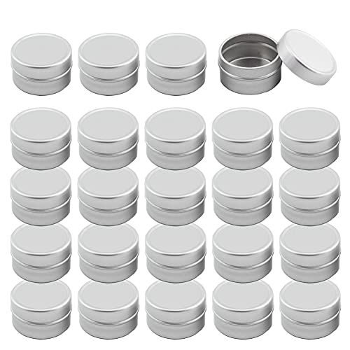 ZEOABSY 24 Stück 5ml Silber Leere Aluminiumdose Aluminium Runde Dosen Aludose mit Stülpdeckel Blechdosen Cremedosen für DIY Salben Kerze Kosmetik Rasierseife von ZEOABSY