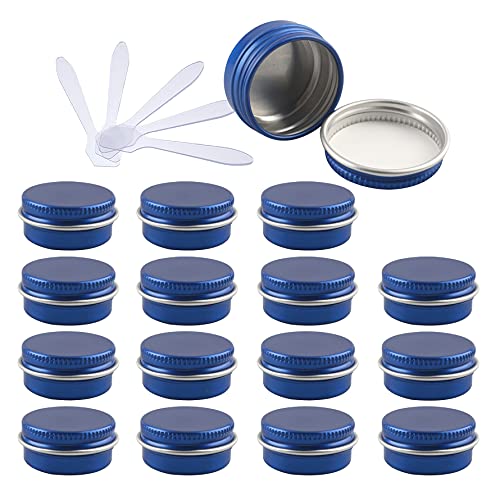 ZEOABSY 48 Stück 10ml Blau Aluminium Leer Dosen mit Schraubdeckel Runde Alu Tiegel Cremedose Schraubdose Aludose Tins für Kosmetik Kerze Salben 12x Spatel von ZEOABSY