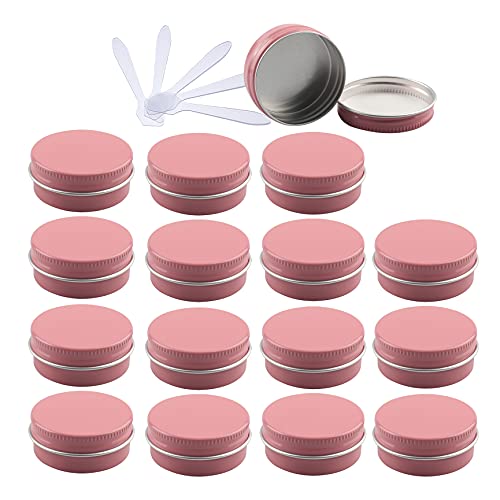 ZEOABSY 48 Stück 15ml Rosa Aluminium Leer Dosen mit Schraubdeckel Runde Alu Tiegel Cremedose Schraubdose Aludose Tins für Kosmetik Kerze Salben 12x Spatel von ZEOABSY