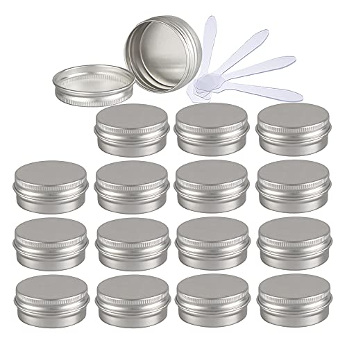 ZEOABSY 48 Stück 15ml Silber Aluminium Leer Dosen mit Schraubdeckel Runde Alu Tiegel Cremedose Schraubdose Aludose Tins für Kosmetik Kerze Salben 12x Spatel von ZEOABSY
