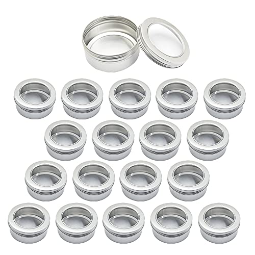 ZEOABSY 50 Stück 150ml Silber Leere Aluminiumdose Aluminium Runde Aludose Blechdosen mit Schraubdeckel Sichtfenster Cremedosen Dosen für DIY Salben Kerze Kosmetik Rasierseife von ZEOABSY