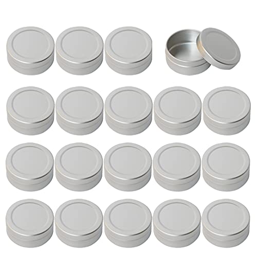 ZEOABSY 50 Stück 20ml Silber Leere Aluminiumdose Aluminium Runde Dosen Aludose mit Stülpdeckel Blechdosen Cremedosen für DIY Salben Kerze Kosmetik Rasierseife von ZEOABSY