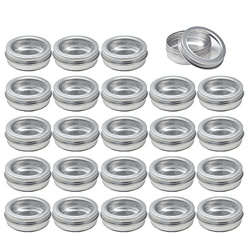 ZEOABSY 50 Stück 60ml Silber Leere Aluminiumdose Aluminium Runde Aludose Blechdosen mit Schraubdeckel Sichtfenster Cremedosen Dosen für DIY Salben Kerze Kosmetik Rasierseife von ZEOABSY