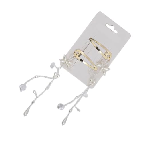 1 Paar modische Haarspangen mit Schleife, einfache Haarspange, Metallperlen, elegante Haar-Accessoires für Damen von ZEPFJHE