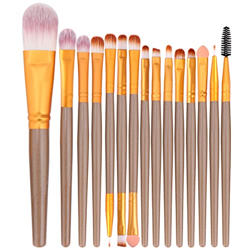 15-teiliges Make-up-Pinsel-Set, zum Verblenden von Rouge, Concealer, Augenbrauen, Augen, Kunstfaser, Make-up-Pinsel-Set, Kosmetik, Lidschatten, Kosmetik von ZEPFJHE