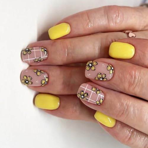 24 Stück Nägel zum Aufdrücken, französische Spitze, quadratische Spitzen, künstliche Acryl-Klebstoffe, für Damen, transparent von ZEPFJHE