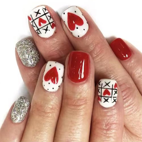 24 Stück Nägel zum Aufdrücken, kurz, oval, zum Aufkleben auf Nägel, französisches Design, künstliche Geschenke für Frauen und Mädchen, ovale Kunstnägel von ZEPFJHE