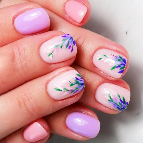 24 quadratische Nägel zum Aufdrücken, glänzende Designs, französische Kunstnägel, Acryl, künstliche Kleber, für Frauen, Pressnagel, Sarg, Mandel, französische Spitze von ZEPFJHE