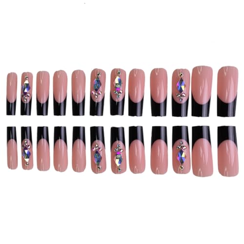24 x French False Nails Abnehmbare Press On Full Tips Künstliche Nägel für Frauen Mädchen von ZEPFJHE