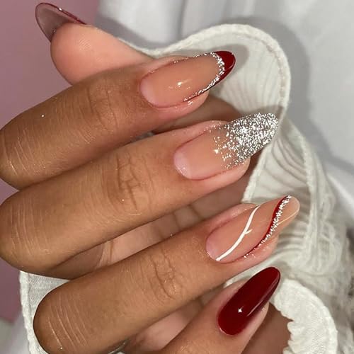 24 x Glitzernägel zum Aufdrücken auf Nägel, Acryl, Kunstdekoration, französische Spitzen, falsche Nägel für Frauen, Nageldekoration 24 x Glitzernägel zum Aufdrücken auf Nägel, Acryl, Kunstdekoration, französische Spitzen, falsche Nägel für Frauen, Nageldekoration von ZEPFJHE