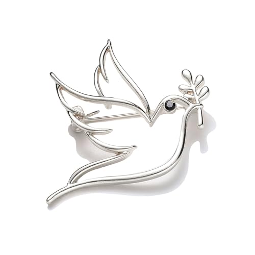 Anspruchsvolle Tauben Geformte Reversnadel Mit Openwork Robuster Metalllegierung Vintage Alloy Tauben Pin Accessoire Zweig Frieden Brosche von ZEPFJHE