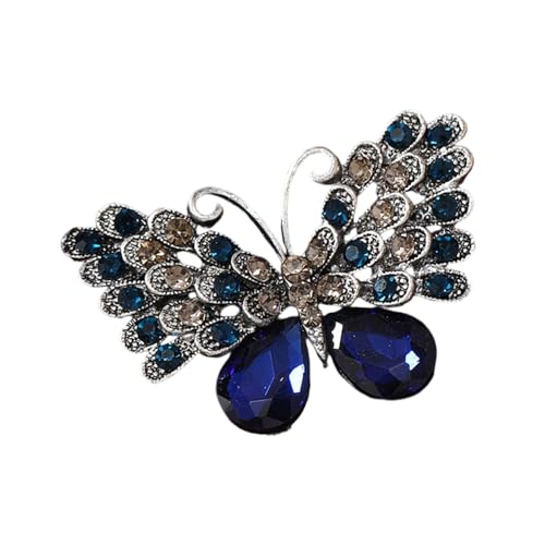 Brosche mit Strasssteinen und Schmetterling, modische Abendgarderobe, Anstecknadel, Kleidung, Accessoires, gesellschaftliche Veranstaltungen, Schmuck, bunte Strasssteine, Brosche, Hochzeit von ZEPFJHE