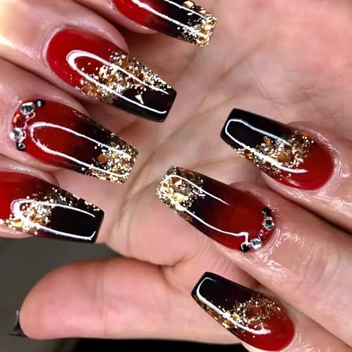 Coffin French Tips Kunstnägel, zum Aufkleben, zum Aufkleben, für Damen und Mädchen, Acrylkleber, transparent von ZEPFJHE